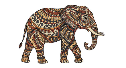 Fototapeta premium Vibrant colorful elephant illustration with intricate traditional patterns and designs