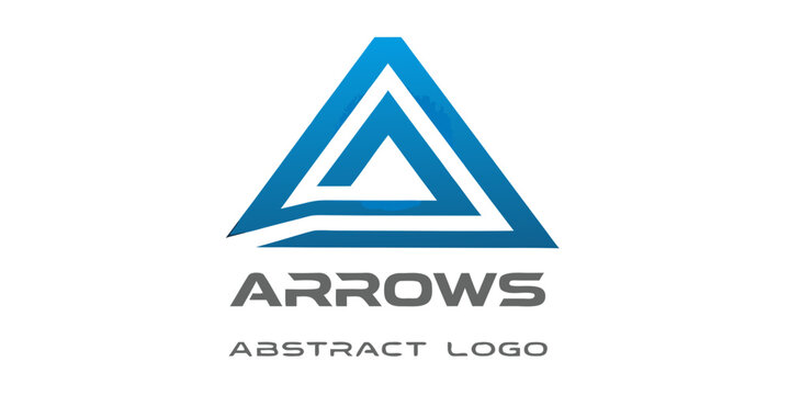 Abstract logo featuring nested triangles and directional arrow shapes