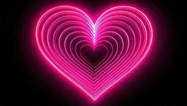Neon Pink Heart Tunnel - A Symbol of Love and Affection.