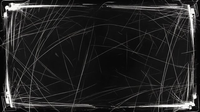 Abstract Wireframe Scratches Over Black Frame Sequence.