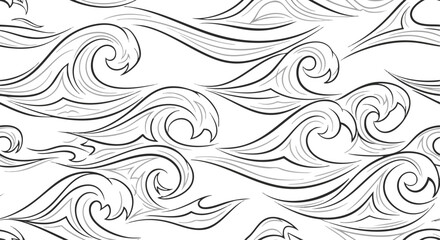 Fototapeta premium Elegant swirling wave pattern in black and white for design and decoration
