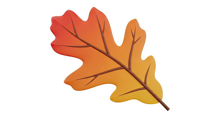 Fototapeta premium 3D Render of a Gradient Autumn Oak Leaf