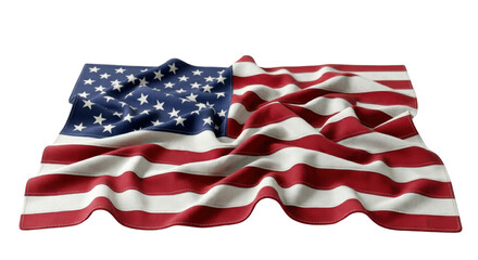 Obraz premium Wrinkled American flag fabric folded on a transparent background