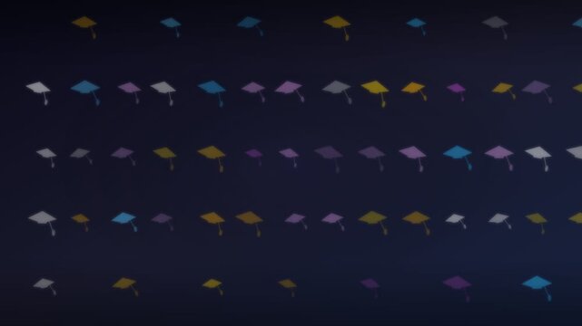 Floating Graduation Cap Pattern Animation | Seamless Background Loop 4K