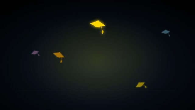 Graduation Cap Toss Silhouette Animation Loop | Celebration Background 4K