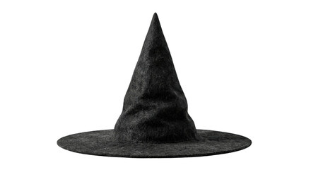 Fototapeta premium Pointy black felt witch hat on a transparent background