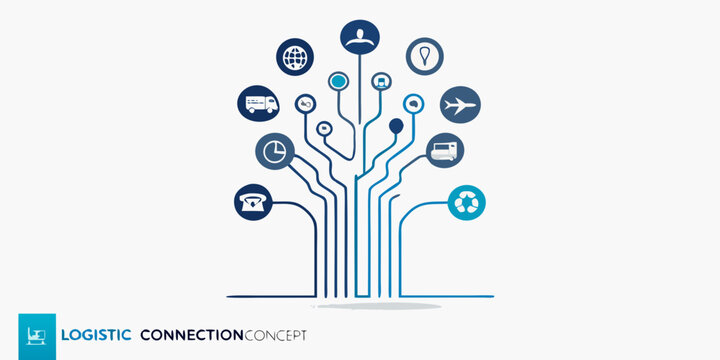Digital logistics network represented as a growing connected tree