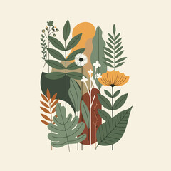 Colorful illustration of potted plants. © Mitri