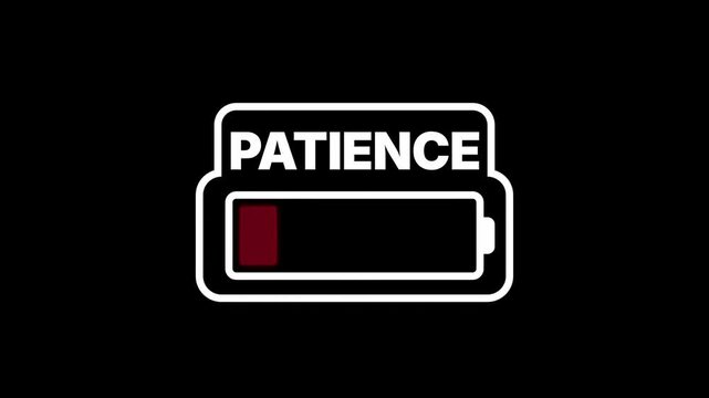 Conceptual graphic illustrating the feeling of patience reaching its critical limit, depicted as a nearly empty battery status icon