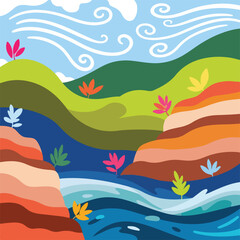 Colorful Leaves Floating on Water Surface. © Mitri