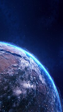 Digital world connection globe Planet Earth. Global map. Future. Modern technological dark background. World Wide Web Internet. Technology, innovation and communication. virtual display