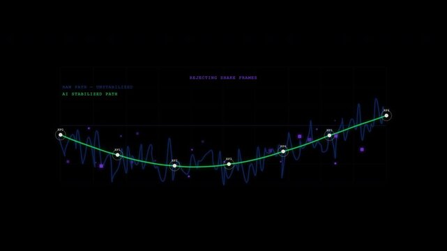 Green curve with data points on black background, ideal for financial presentations, data analysis reports, statistical publications, or technology concepts.