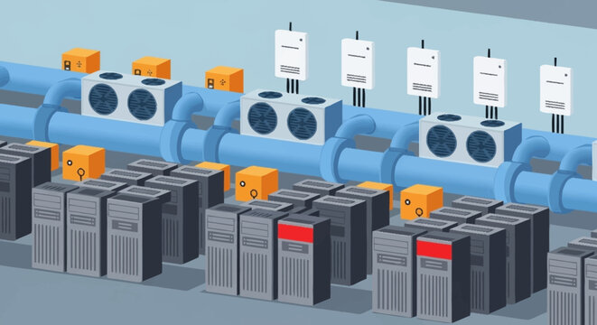 Industrial pipes and valves in a factory.