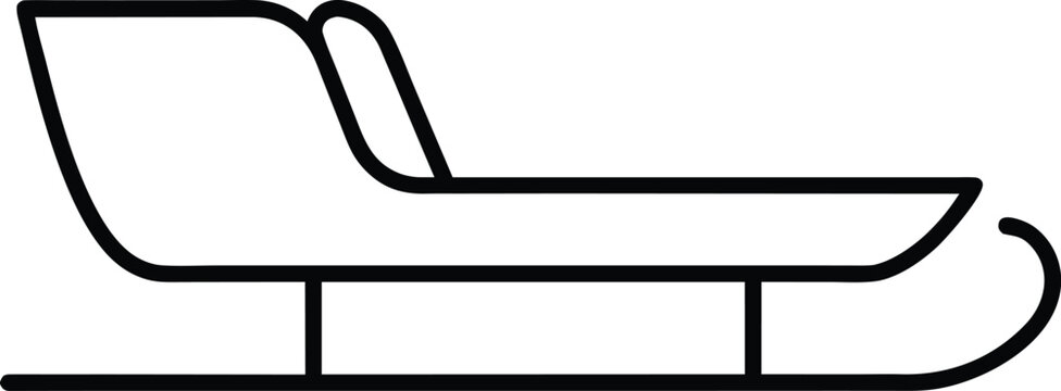 sled classic runner sled with handlebar front line art vector illustration on transparent background