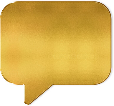 Reflective gold chatbox speech bubble icon for premium communication branding and luxury social media symbols