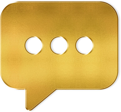 Golden chatbox with ellipses typing symbol for premium messaging interface and luxury social media support