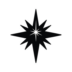 Obraz premium Black and white starburst silhouette vector illustration design, christmas star shining bright silhouette vector illustration