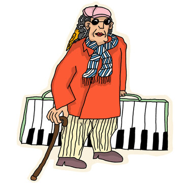 Wanita dengan tas piano