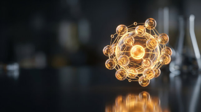 Nad brain 3d concept molecule neuron Glowing nad brain 3d concept molecule neuron network floating dark laboratory background with glassware reflecting light suggesting neuroscience research