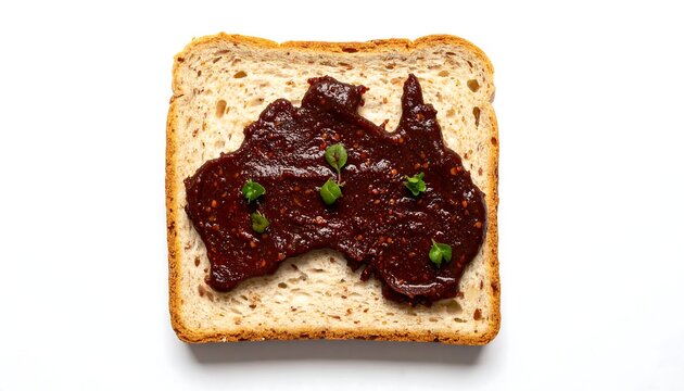A slice of toast with a spread shaped like Australia