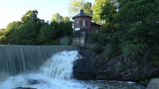 Helsinki, Finland. Dam on the river Vantaa summer day.