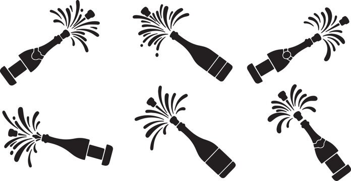Solid Black Champagne Bottle Pop Spray Shapes