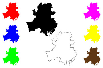 Fototapeta premium Cardiff city (United Kingdom of Great Britain and Northern Ireland, UK, Wales) map vector illustration, scribble sketch Caerdydd map