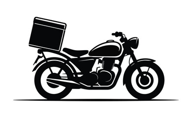 Fototapeta premium Delivery Bike Silhouette Vector, Courier Motorbike Black Icon, Fast Logistics Transport Service Illustration on White Background