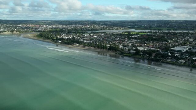 Aerial View of Orewa Beach in Auckland, NZ