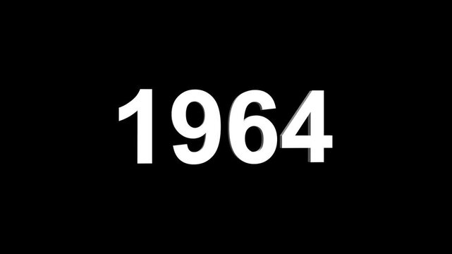 Abstract 3D number 1964 text animation floating against a deep black void offering a vibrant and modern visual for the year with a sense of digital energy. 4k motion video.