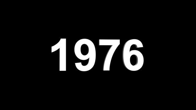 Abstract 3D number 1976 text animation floating against a deep black void offering a vibrant and modern visual for the year with a sense of digital energy. 4k motion video.