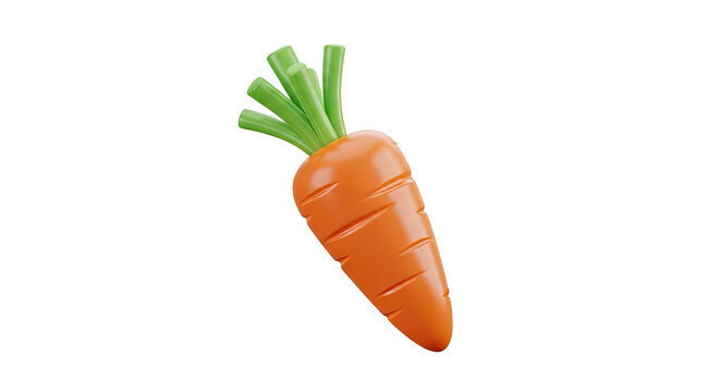 3D Render of a Single Cartoon Carrot with Green Tops