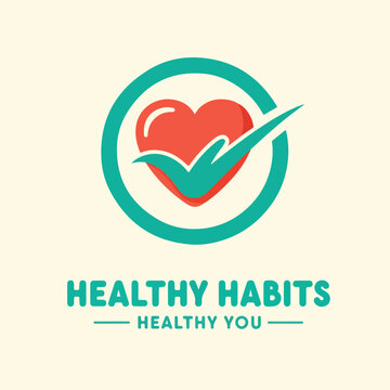 Healthy habits logo with heart check.