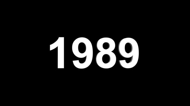 Abstract 3D number 1989 text animation floating against a deep black void offering a vibrant and modern visual for the year with a sense of digital energy. 4k motion video.