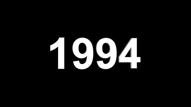 Abstract 3D number 1994 text animation floating against a deep black void offering a vibrant and modern visual for the year with a sense of digital energy. 4k motion video.
