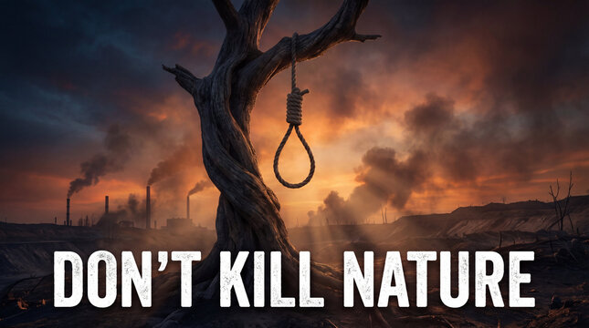 Environmental destruction, pollution concept, eco awareness, don't kill nature