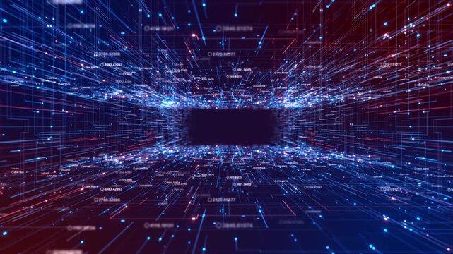 Digital technology moving wave background, breathtaking moving graphics background. High-tech HUD grid video, blue news studio background, high-tech digital product advertising, corporate advertising,