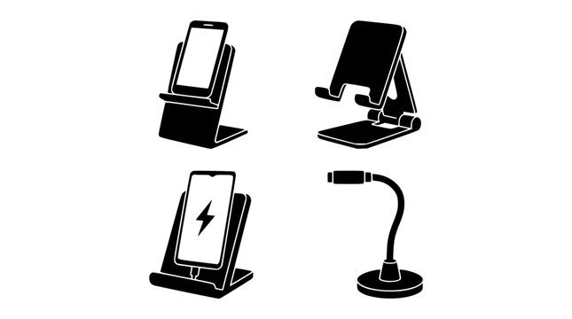 Mobile phone and laptop stands with a microphone