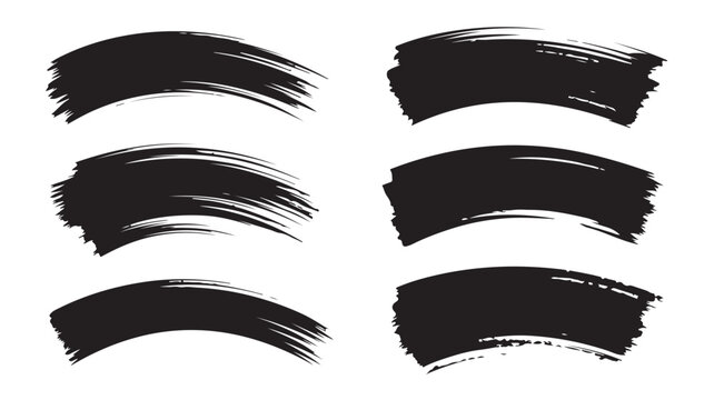 Brush Stroke Vector Set Bold Black Painted Elements and Ink Smears for Design