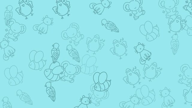 Playful Doodle Motion On Blue Background For Video.