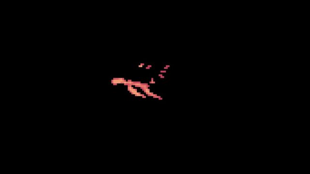 flame thrower effect loop animation in pixel art style with black screen background