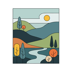Obraz premium Illustration of a stylized landscape scene.