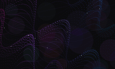 Swirling nebula of purple and blue glowing dots on black field abstract background digital © ANOWARA