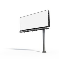 Obraz premium Large blank rectangular billboard on a single metal pole, isolated on white