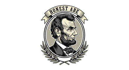 Obraz premium Lincoln Portrait Illustration Profile View.