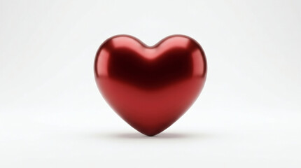 Fototapeta premium A shiny red heart on a white background, symbolizing love and affection