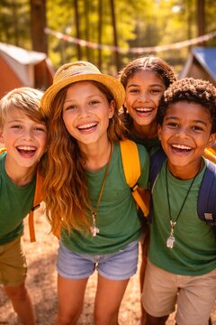 group of kids in the summer camp