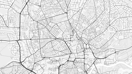Obraz premium Nottingham City Map. Minimalist black and white line art poster for printing, wallpaper, wall art, and map resources for home and office decor