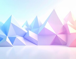 Obraz premium Abstrakcyjne geometryczne kształty 3D w pastelowych odcieniach, tworzące futurystyczny krajobraz.
