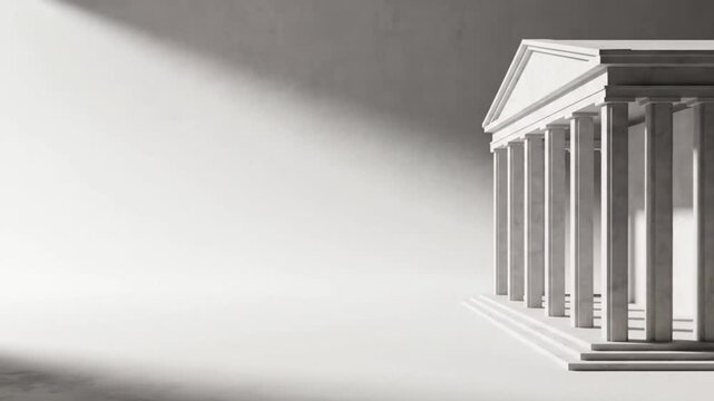 White background with thin elegant temple line on right ultra minimal architecture concept